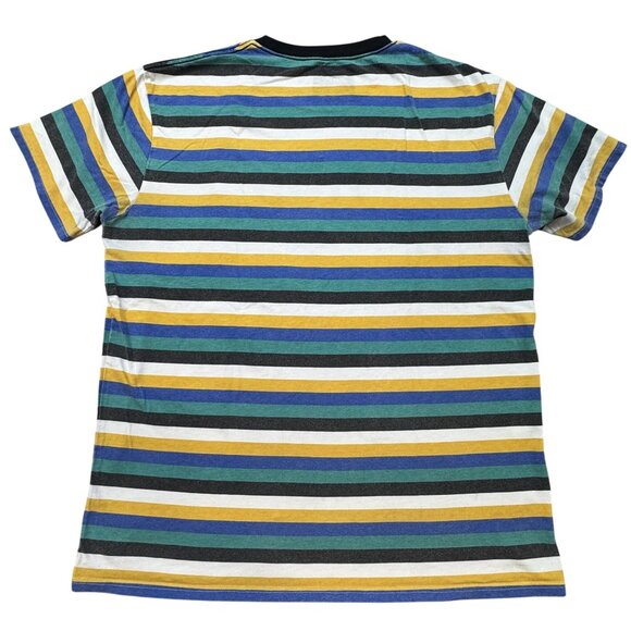 Rue21 Mens Brazil Stripe Crewneck T-Shirt Multicolor Retro Casual Size X-Large - Picture 2 of 8